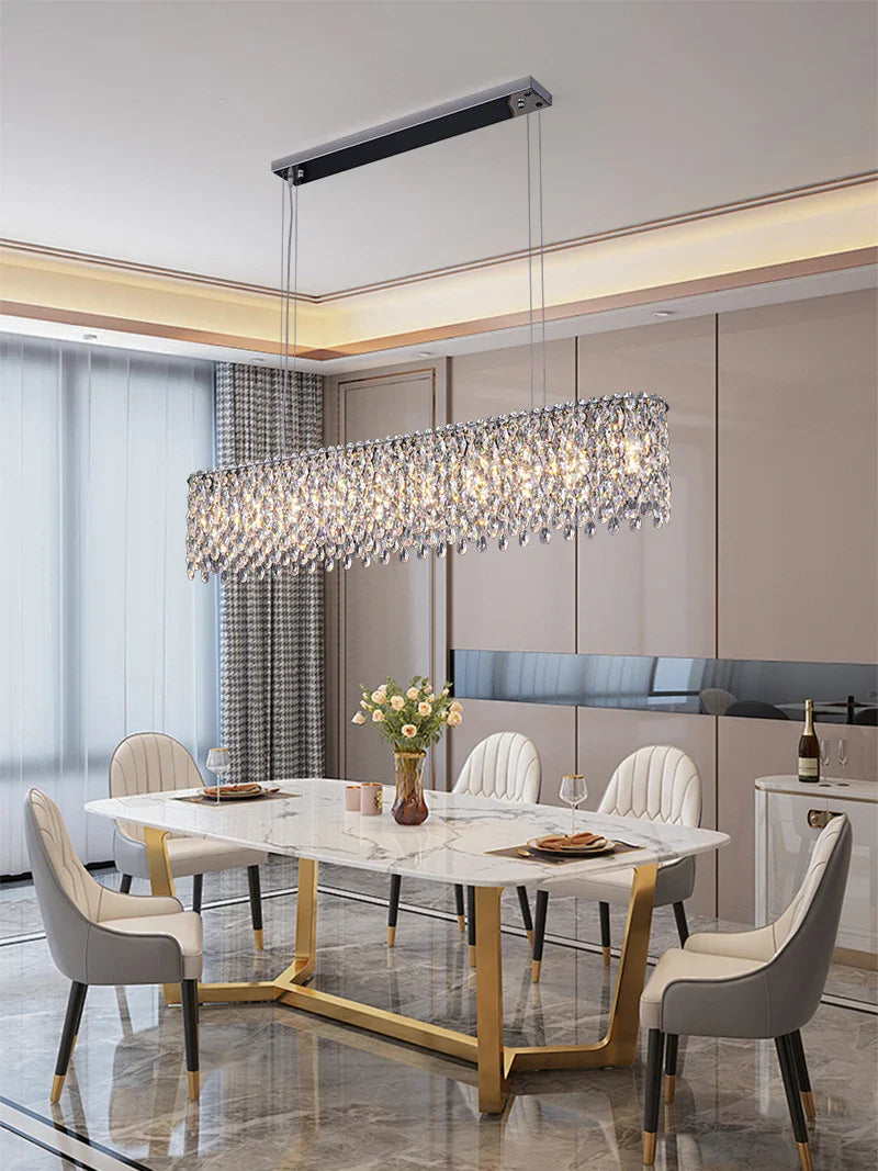 Afralia™ Nordic Crystal Chandelier LED Pendant Light for Living Room, Dining Room, and Bedroom