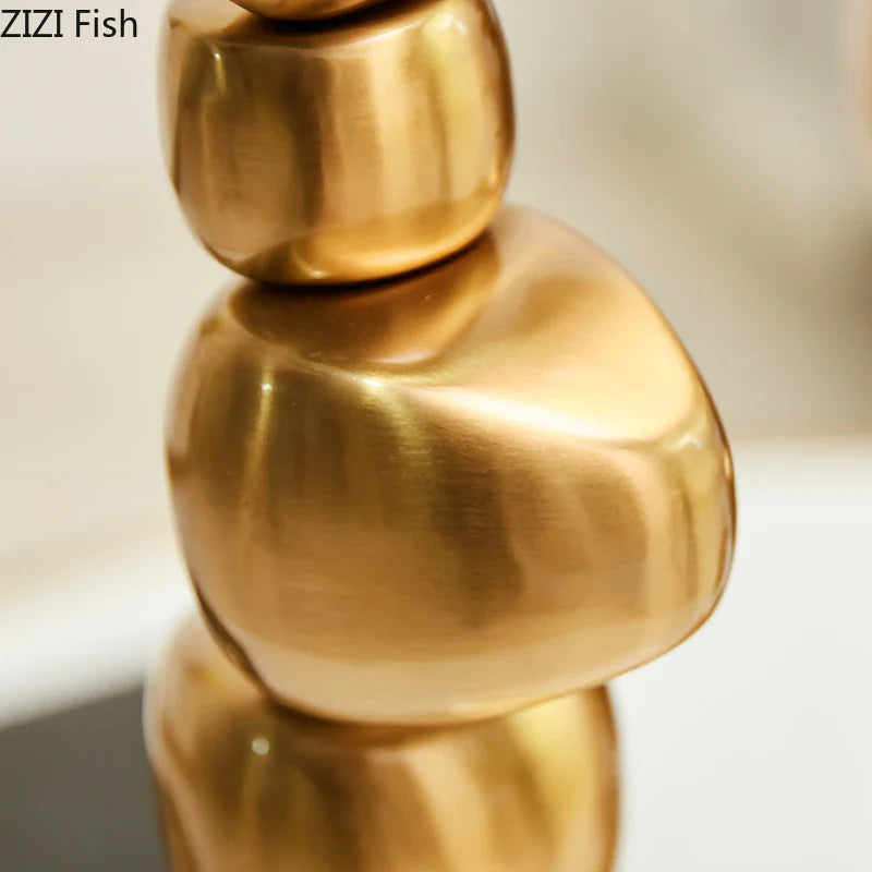 Afralia™ Golden Alloy Stone Pile Candle Holder Ornament Home Aroma Container