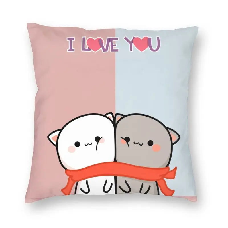 Peach Cat Decorative Pillow Case by Afralia™ - Soft Cushion Cover for Home Sofa