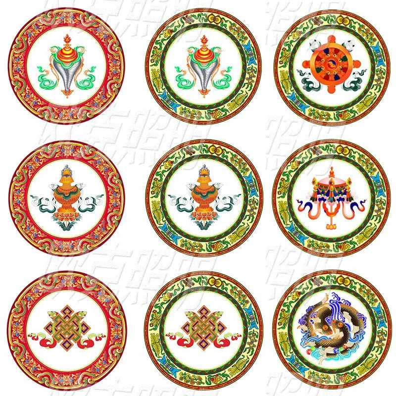 Afralia™ LED Eight Treasure Pattern Lotus Wood Grain Ceiling Light