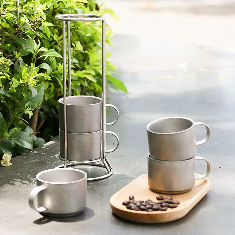 Afralia™ Stainless Steel Double Walled Coffee Cup Set (5 Pack)