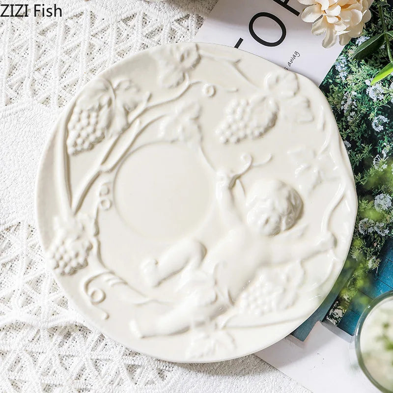 Afralia™ Angel Relief Ceramic Tableware Set