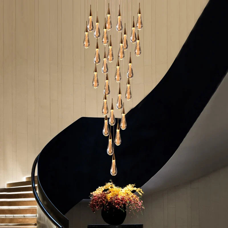 Afralia™ Gold Crystal Chandelier for Modern Living, Dining & Stair Lighting