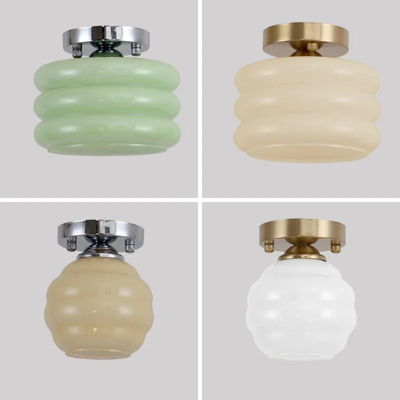 Afralia™ Creamy Glass Iron LED Ceiling Light - Modern Indoor Lighting Fixtures