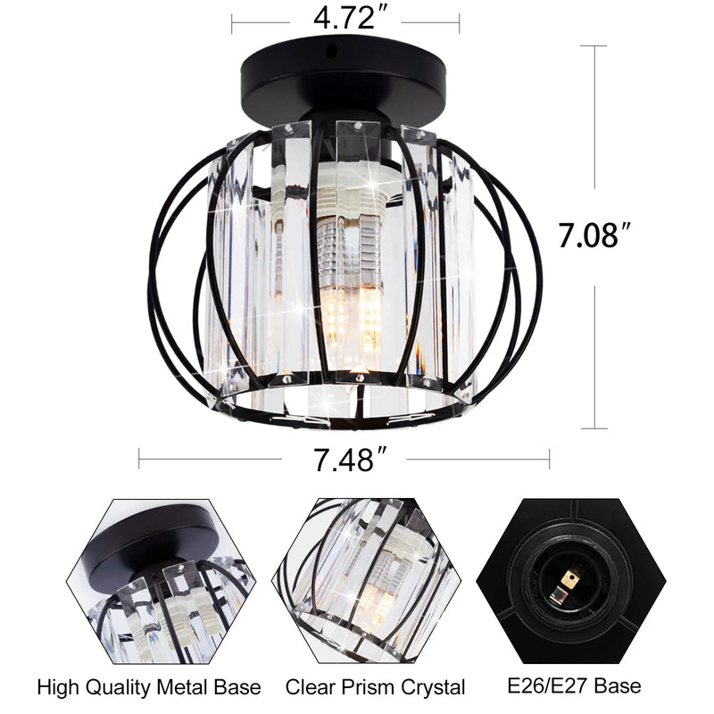 Afralia™ Crystal Ceiling Light Fixture E26 E27 Modern Glod Black Chandelier