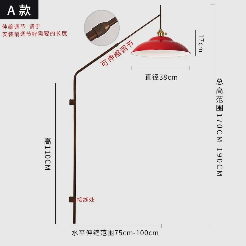 Afralia™ Long Pole Swing Arm Wall Lamp LED E27, Telescopic Design, Hotel Restaurant Hall Aisle