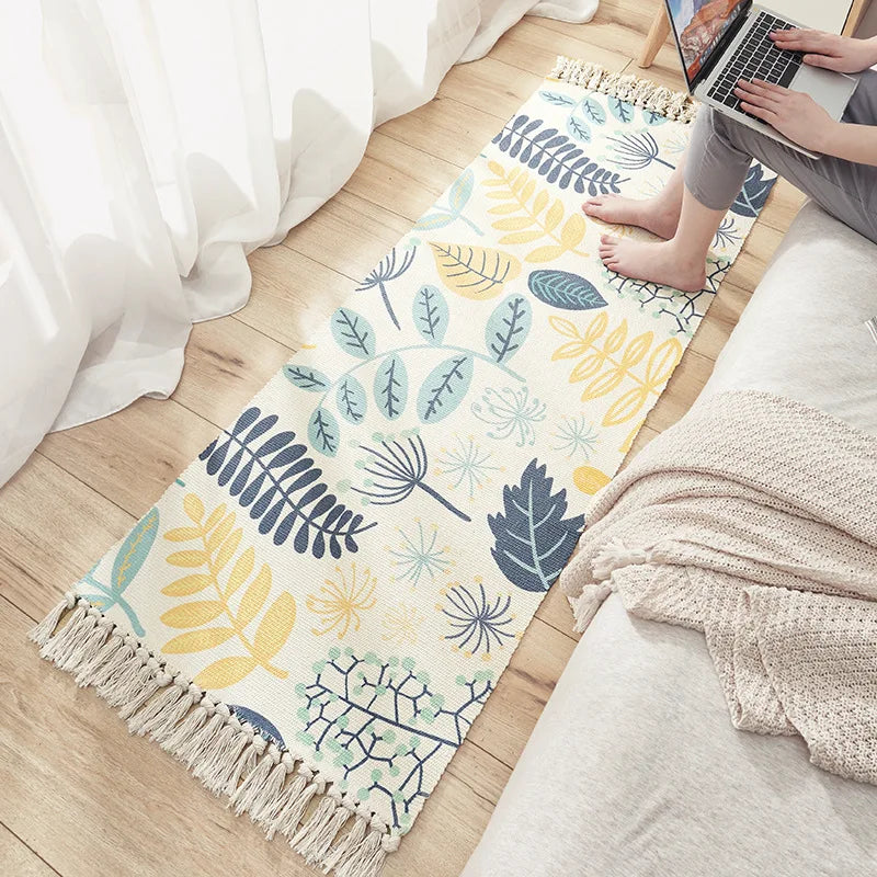 Afralia™ Soft Weave Tassels Bedside Rug, Anti-Slip Living Room Carpet