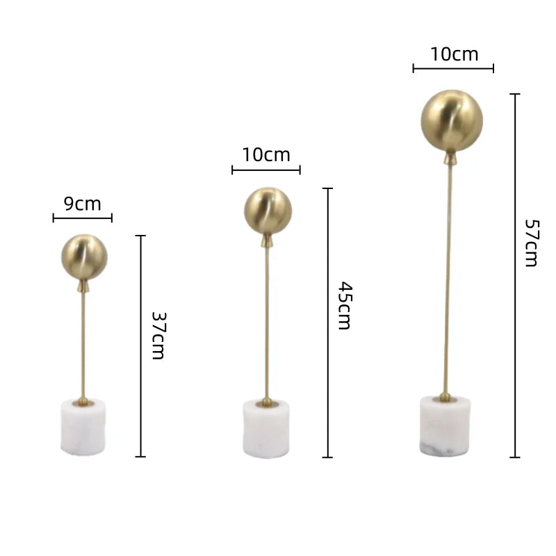 Afralia™ Golden Geometric Balloon Metal Ball Sculpture & Decorative Figurine