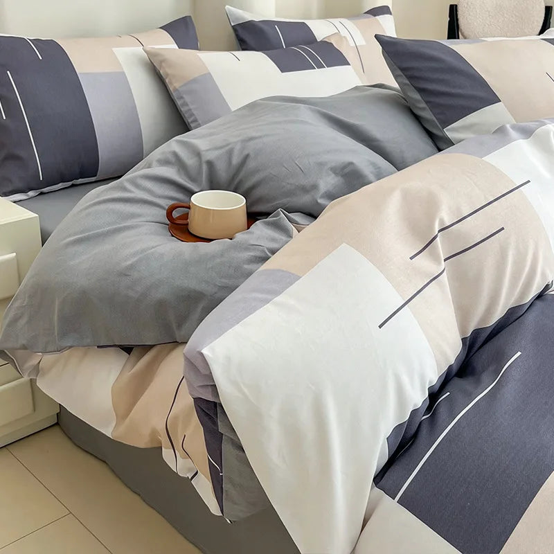 Afralia™ Geometric Print 100% Cotton Bedding Set for All Seasons