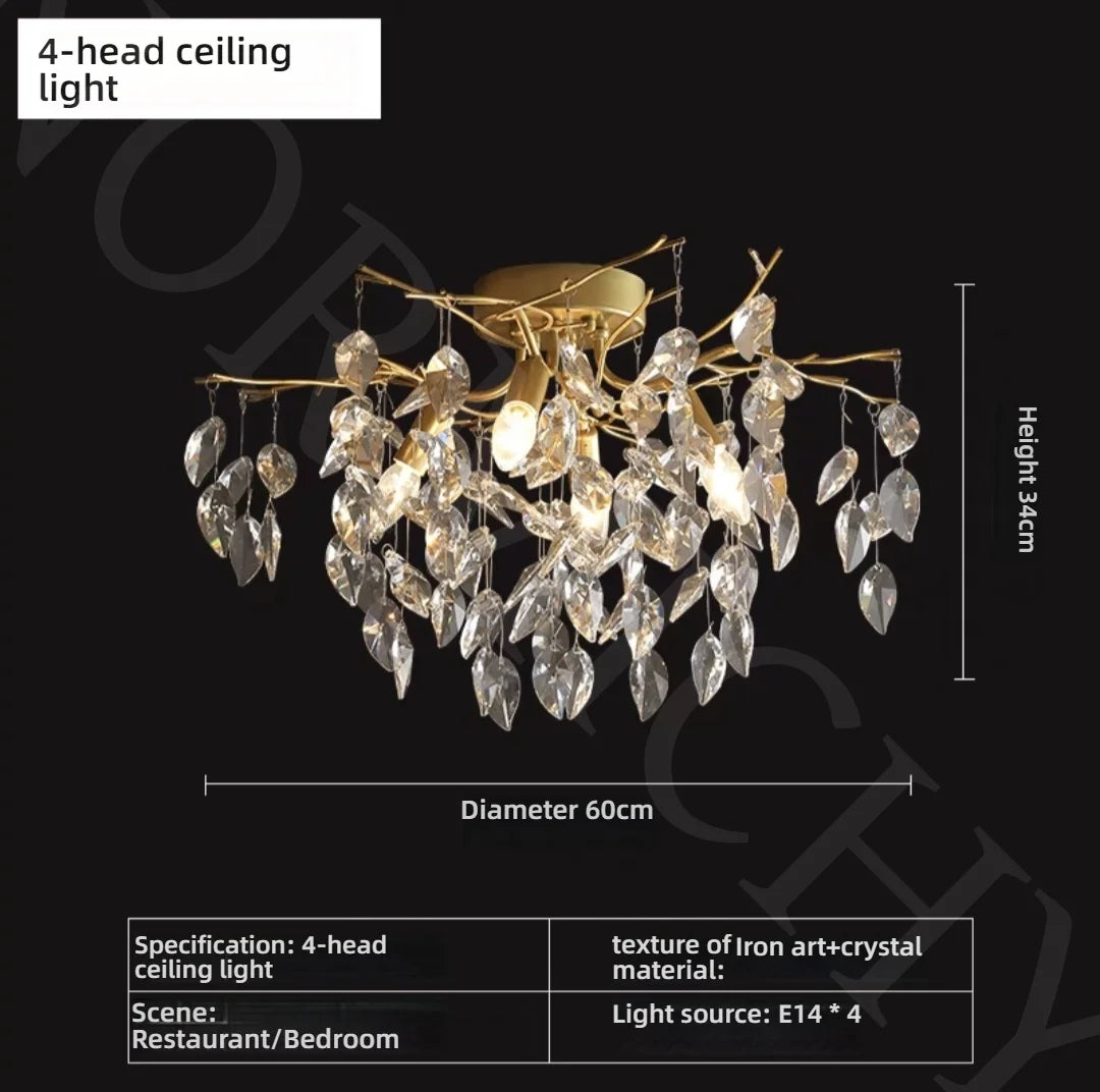Afralia™ Luxury Gold Branch Ceiling Light Fixture
