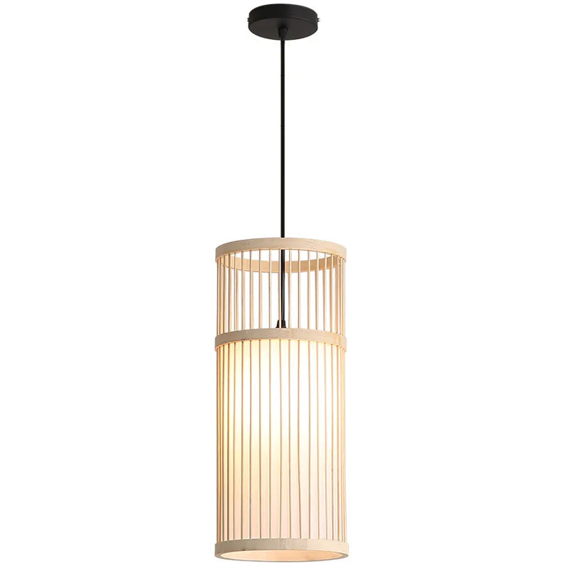 Afralia™ Bamboo Wooden Pendant Lamp E27 - Small Bar Pendant Lights