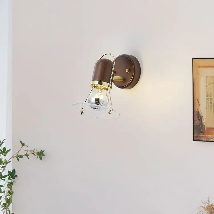 Afralia™ Japanese Walnut Wood Wall Lamp with Zipper Switch for Bedroom or Hallway