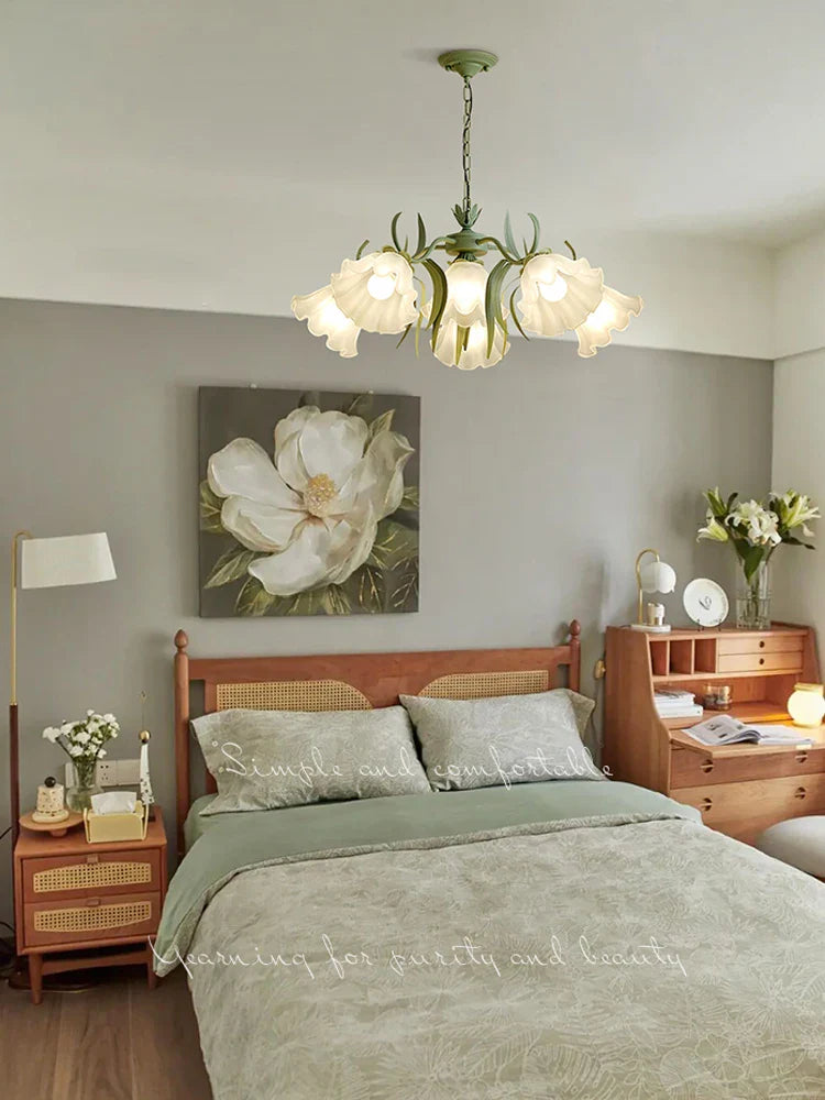 Afralia™ French Retro LED Flower Chandelier for Bedroom, Restaurant, Living Room