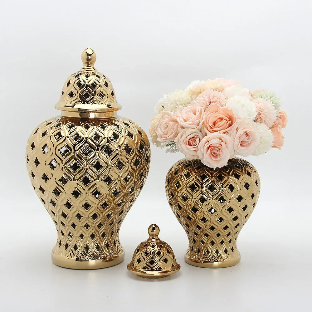 Afralia™ Hollow Out General Jar Vase Art Decorative Home Decoration
