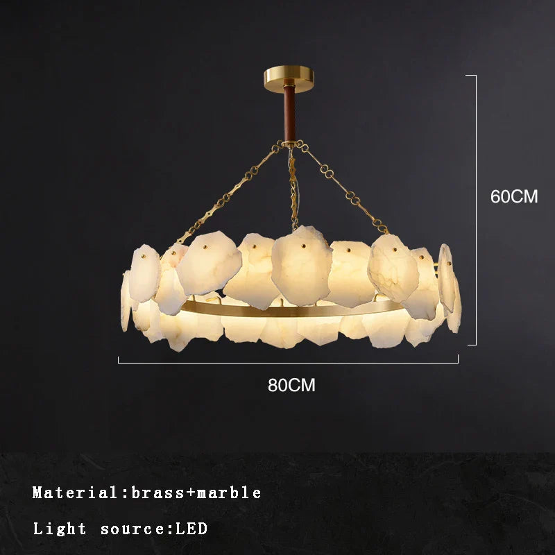 Afralia™ Brass Marble Ceiling Chandelier: Modern Living Room Dining Table Hanging Lamp