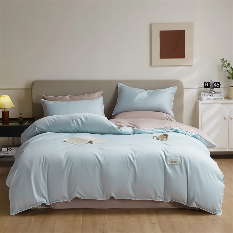 Afralia™ 100% Egyptian Cotton Solid Color Bedding Set - Queen King Single Size