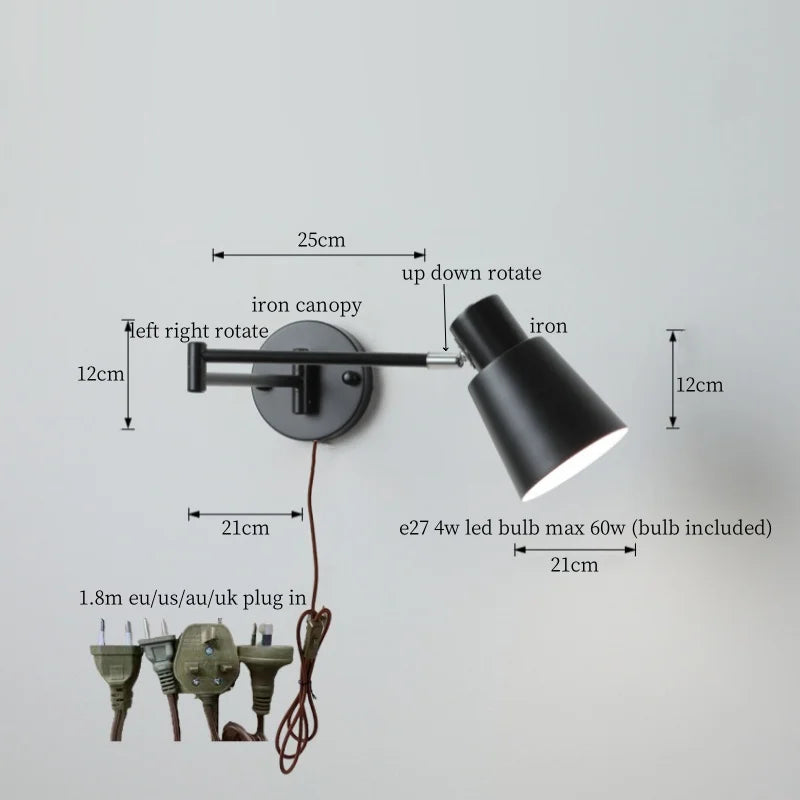 Afralia™ Black Iron LED Wall Sconce for Home Decor - Modern Nordic Style