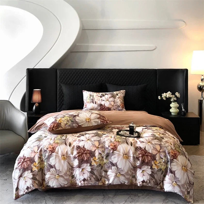 Afralia™ Colorful Egyptian Cotton Bedding Set for King Queen Europe Bed Linens