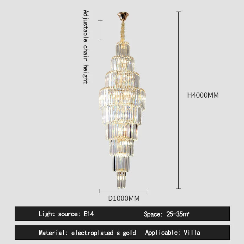 Afralia™ Crystal Pendant Light: Luxury Nordic Villa Chandelier with Hollow Design