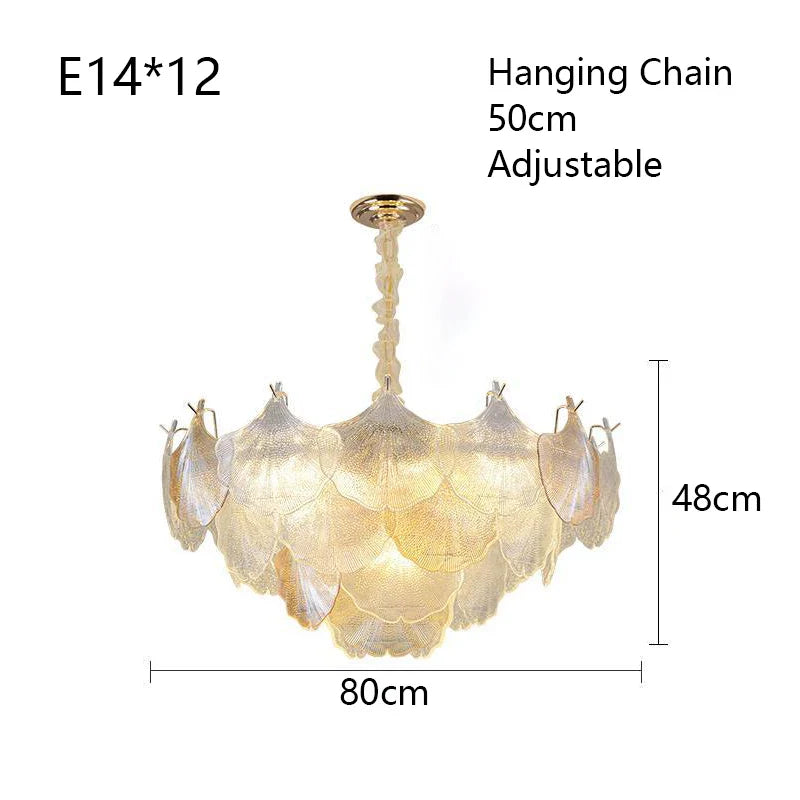 Afralia™ Glass Shell Ceiling Pendant Light Luxury Bedroom Decor Hanglamp