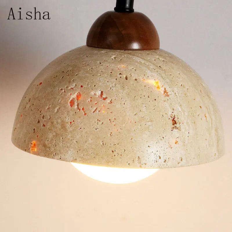 Afralia™ Yellow Hole Stone Wall Lamp - Retro Cream Japanese Bedroom Sconces