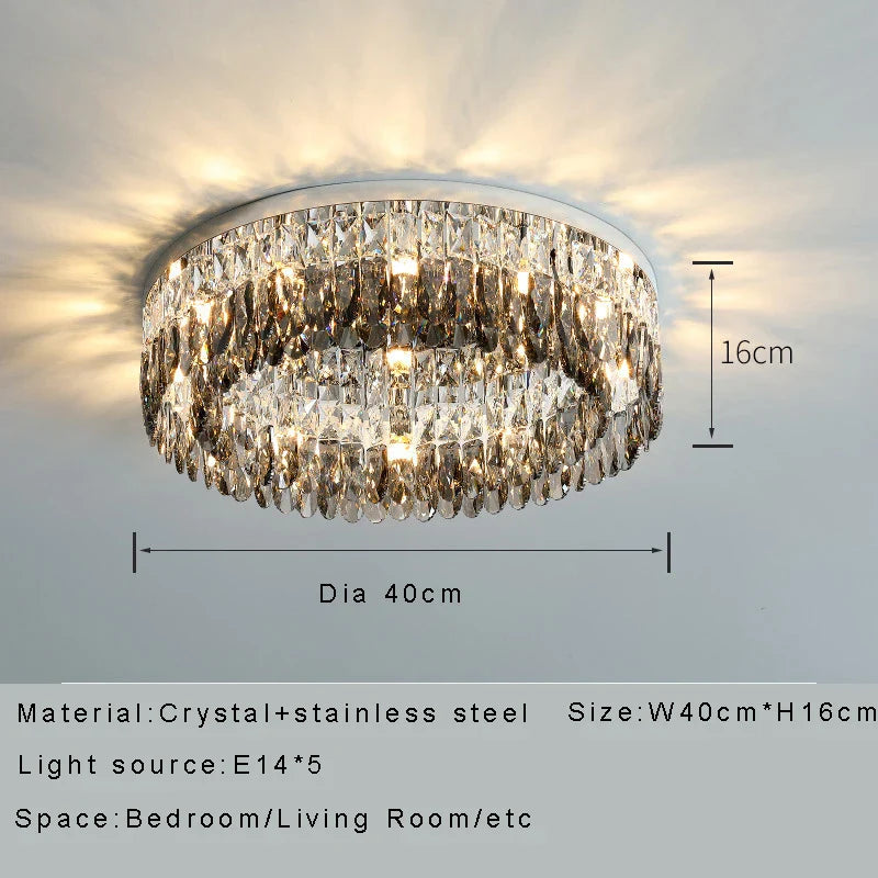 Afralia™ Crystal Luxury Chandelier: Dimmable LED Round Ceiling Light for Bedroom Living Room