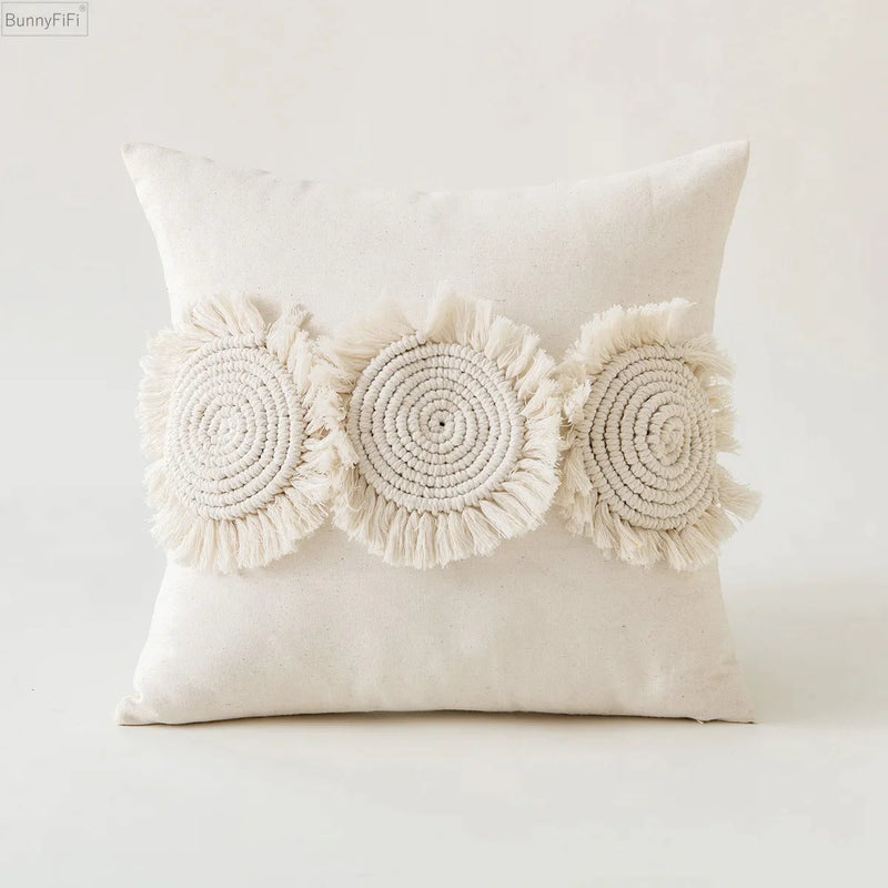 Afralia™ Ivory Pompom Tassel Pillow Cover 45x45cm/30x50cm Home Decor Sofa Seasonable