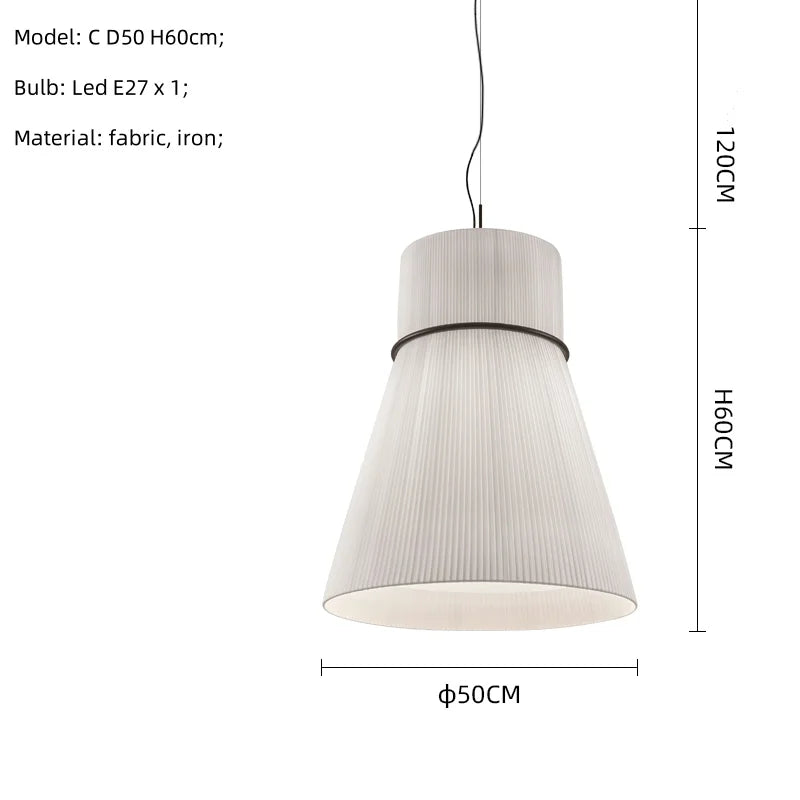 Afralia™ White Fabric LED Pendant Chandelier, Minimalist Living Room Ceiling Light