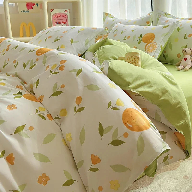 Afralia™ Small Floral Cotton Bedding Set for Soft Skin-Friendly Duvet Cover Sets