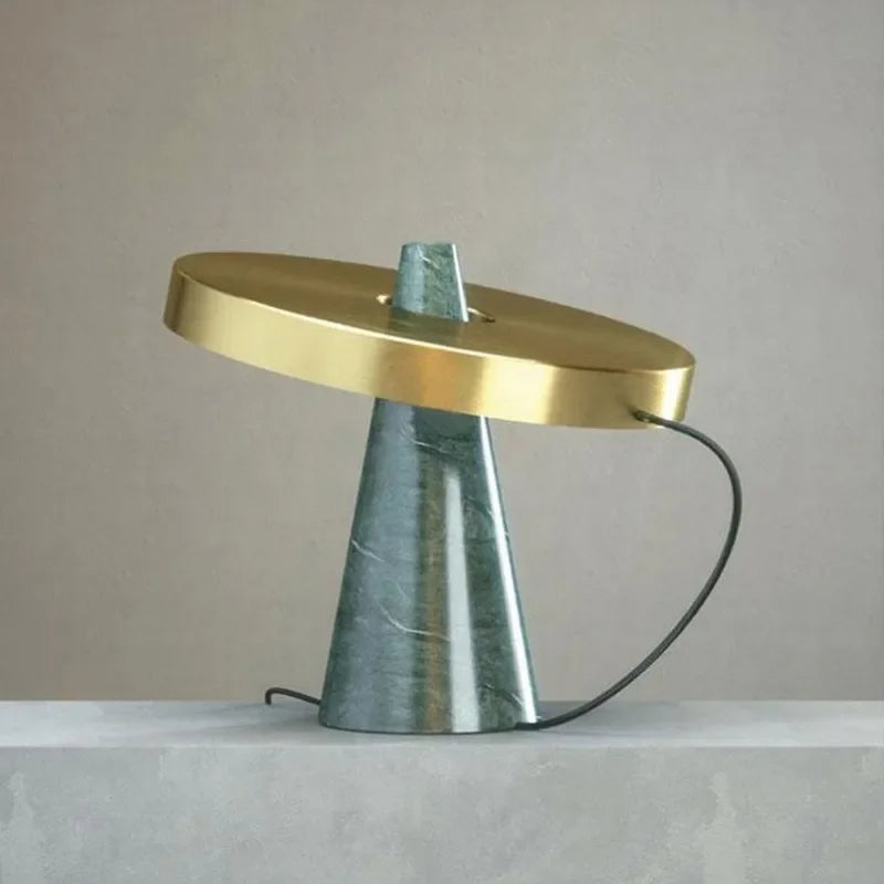 Afralia™ Green Marble Table Lamp: Elegant European Metal Lighting for Vintage Living Room
