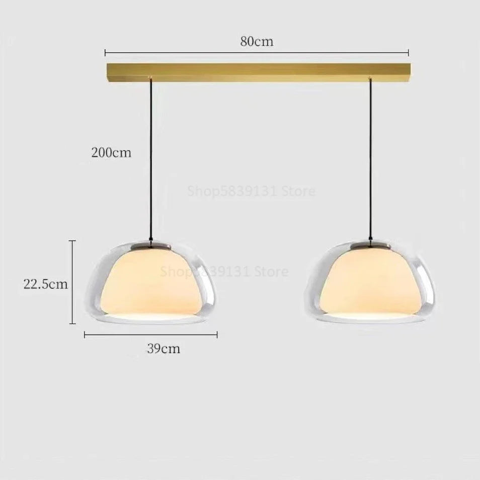 Afralia™ Modern Luxury Cream Glass Pendant Light Fixture for Living Room & Kitchen
