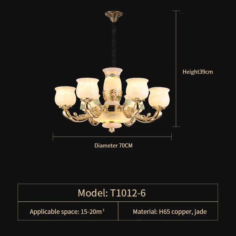 Afralia™ Luxe Jade Copper Living Room Chandelier