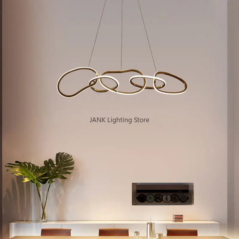 Afralia™ Stainless Steel LED Chandelier: Nordic Luxury Circles Interlocking Living Room Lighting