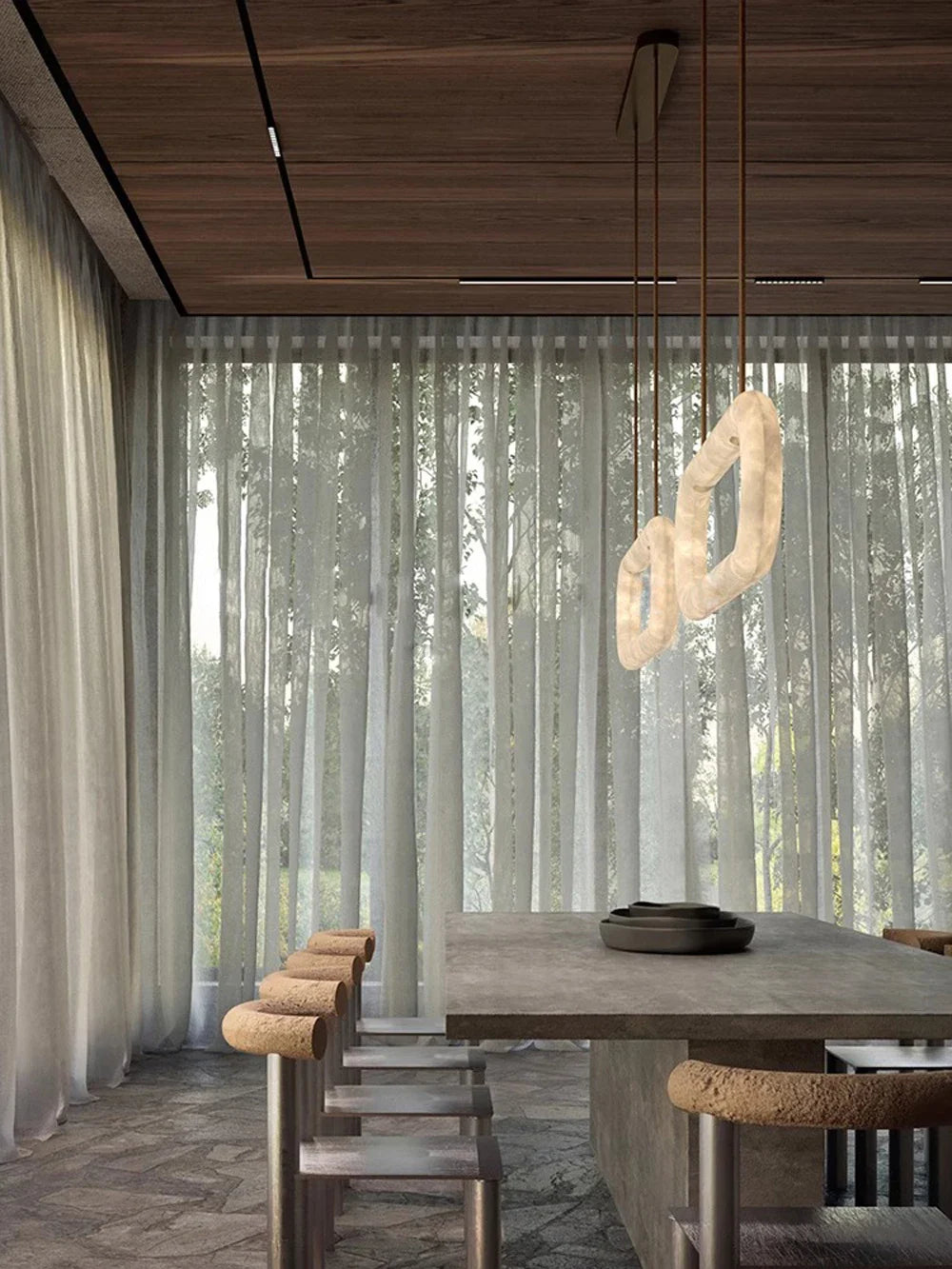 Afralia™ Oval Ring Dolomite Leather Pendant Light - Modern Adjustable Decorative Fixture