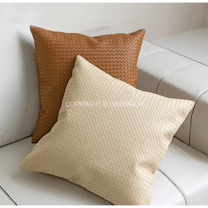 Afralia™ Geometric Faux Leather Throw Pillow Cover - Modern Luxury Pillowcase