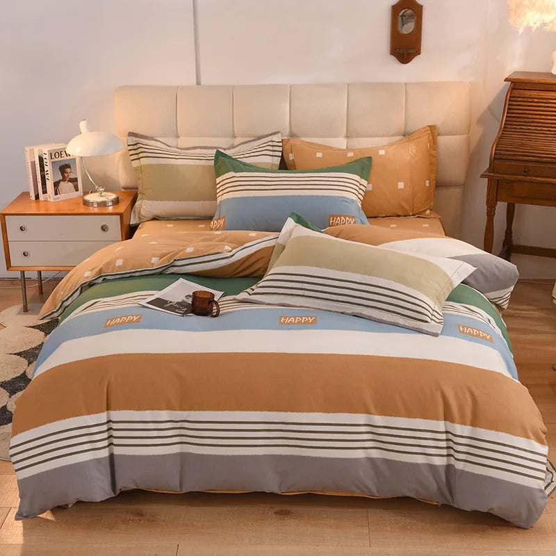 Afralia™ Flower Print Cotton Bedding Set: Warm & Cozy for Autumn/Winter comfort.