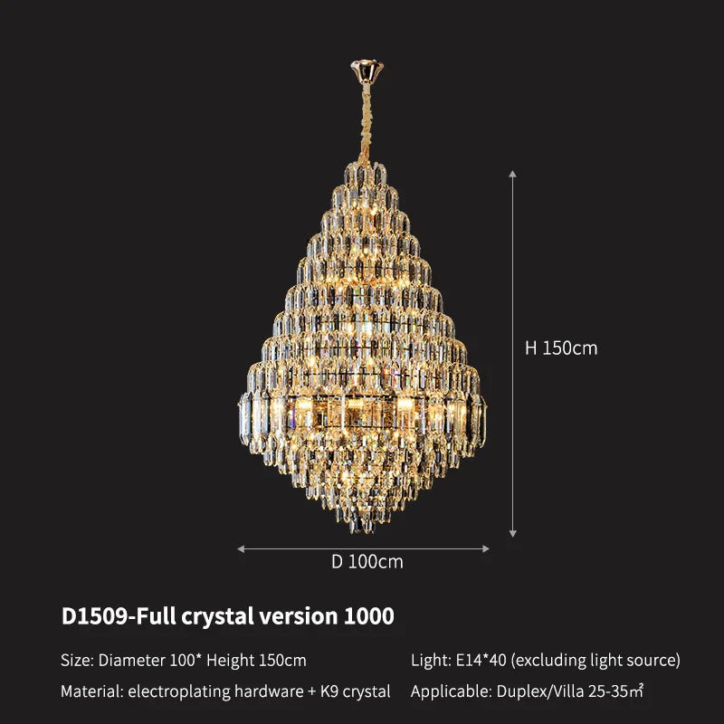 Afralia™ Crystal Pendant Light for Grand Chandelier Villa Hall & Hotel Lobby