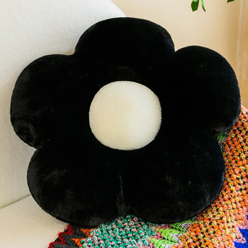 Afralia™ Flower Cushion Sofa Pad Black White Lumbar Support Pillow Room Decor
