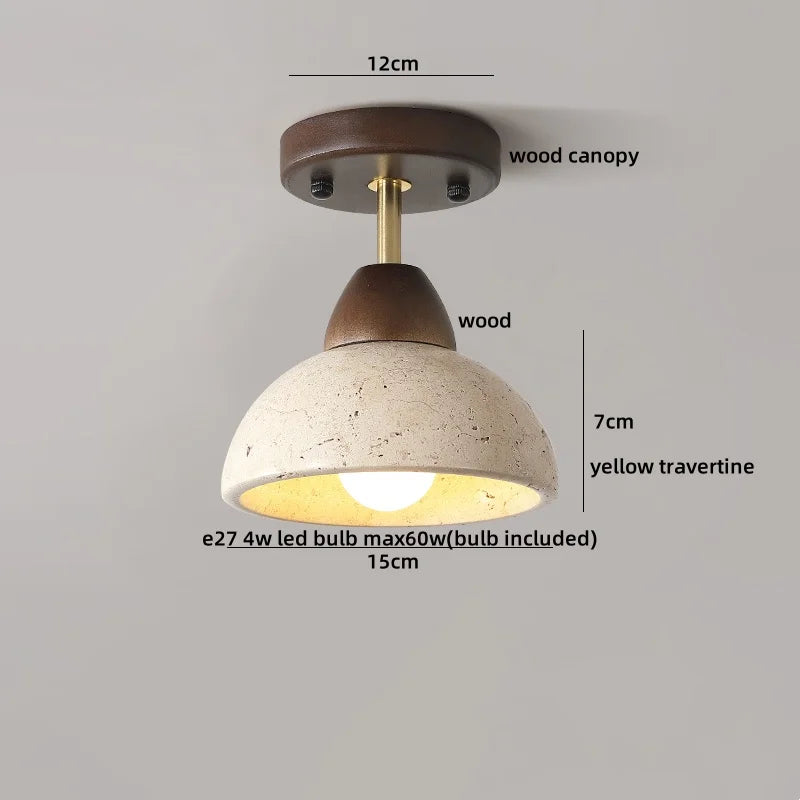 Afralia™ LED Wood Yellow Travertine Ceiling Light - Modern Style for Home Decor