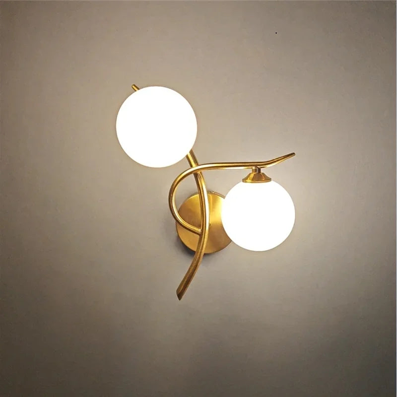 Afralia™ Nordic Iron Wall Lamps with Glass Ball Decor, LED Bedroom Light Fixtures.