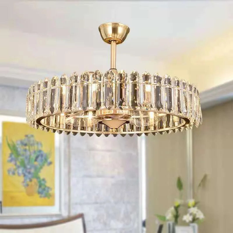 Afralia™ Crystal Invisible Fan Pendant Light, Silent Smart Home Lighting for Living Room