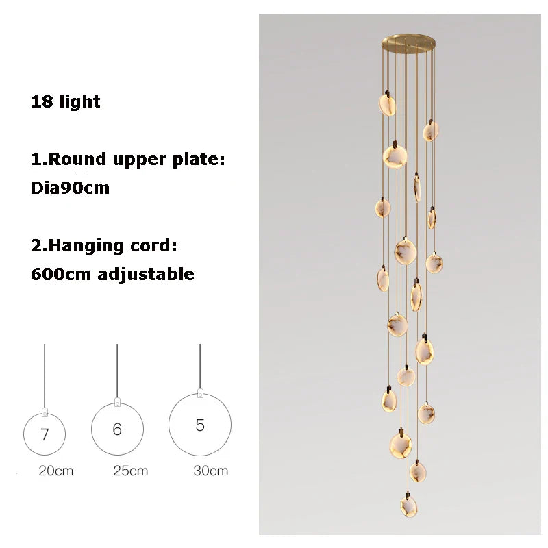 Afralia™ LED Marble Gold Chandelier for Living Room, 2025 Trend Lustre Lighting