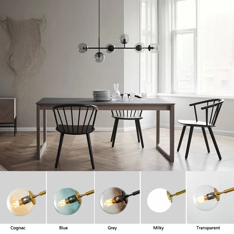 Afralia™ Glass Pendant Chandelier for Kitchen Dining Living Room
