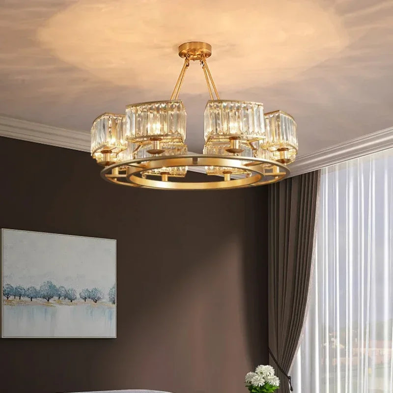 Afralia™ Crystal Pendant Chandelier Light for Living Room Hall Dining Bedroom