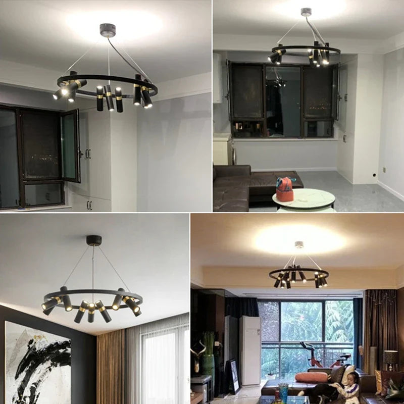 Afralia™ Modern Black Metal Pendant Lights with Rotatable Design for Living Room, Dining, Kitchen, Bar
