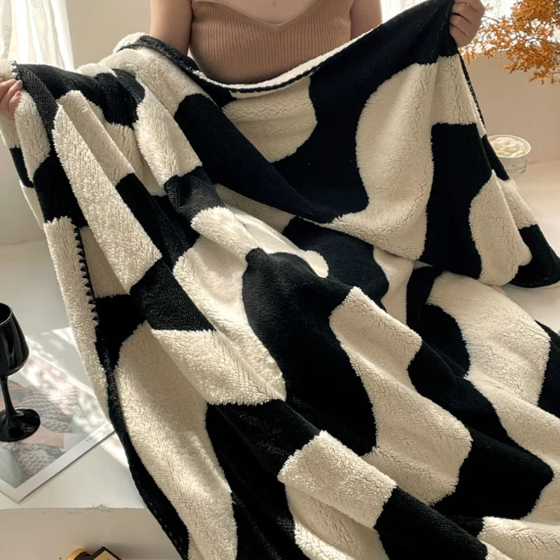 Afralia™ Milk Velvet Blanket: Double-Sided Printed Luxury Sofa Cover for All Seasons