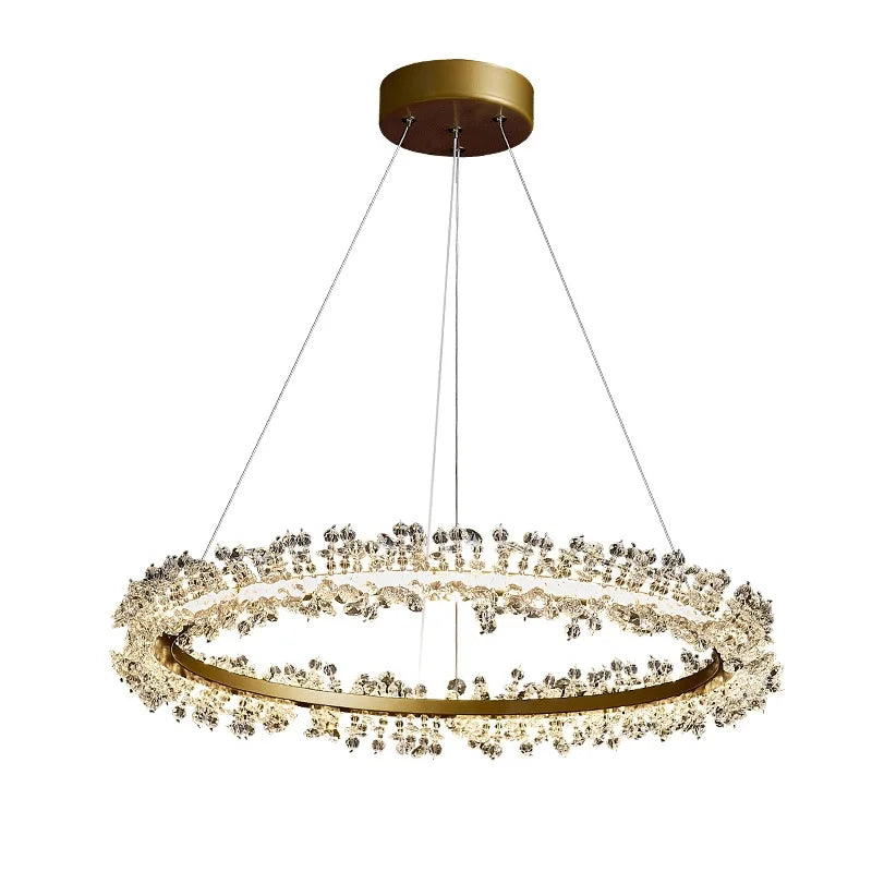 Afralia™ Octagonal Crystal LED Chandelier Gold Ring Pendant Light - Modern Luxury Lighting