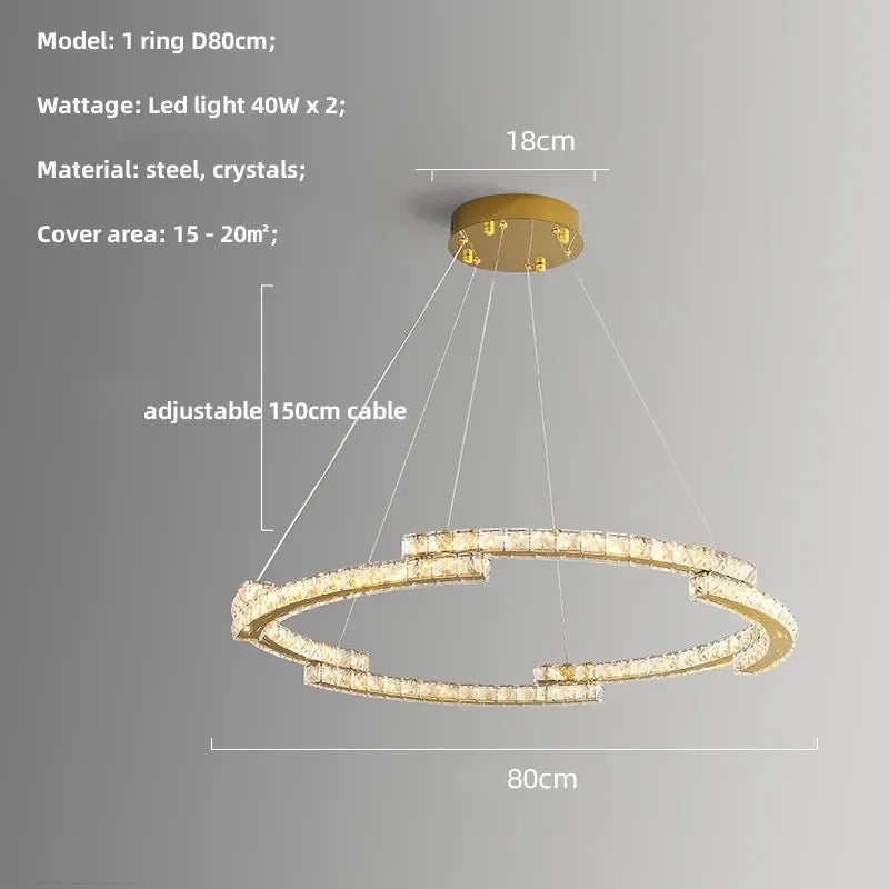Afralia™ Oval Steel LED Pendant Lights with K9 Crystals