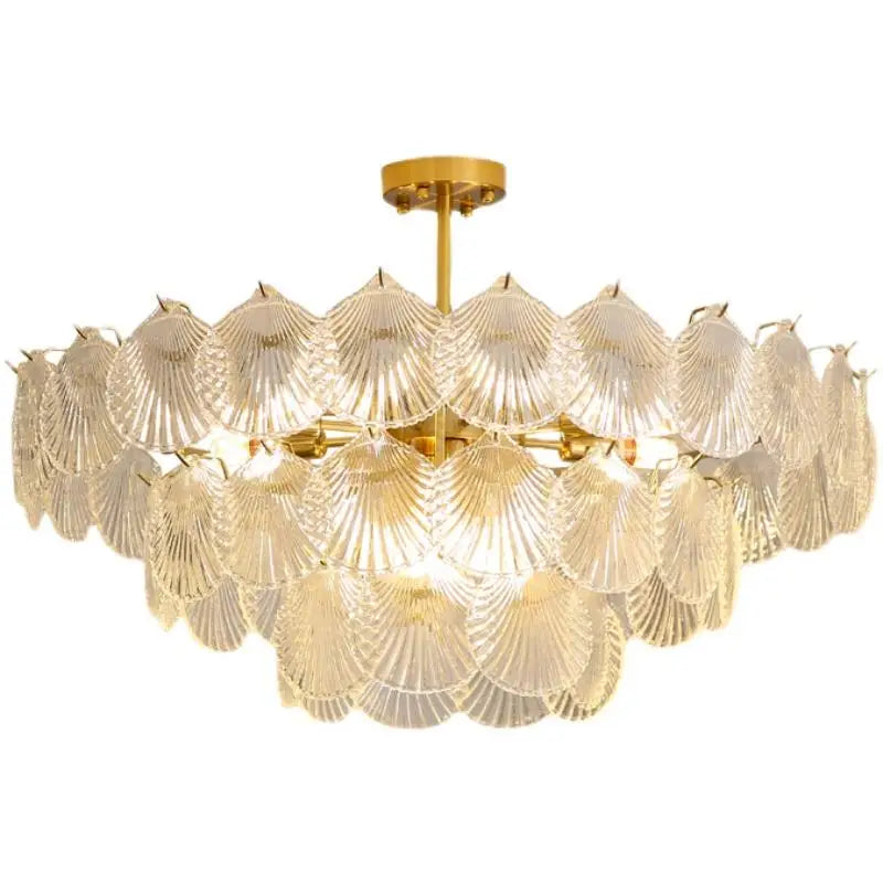 Afralia™ LED Frost Glass Shell Chandelier for Home Decor and Lighting