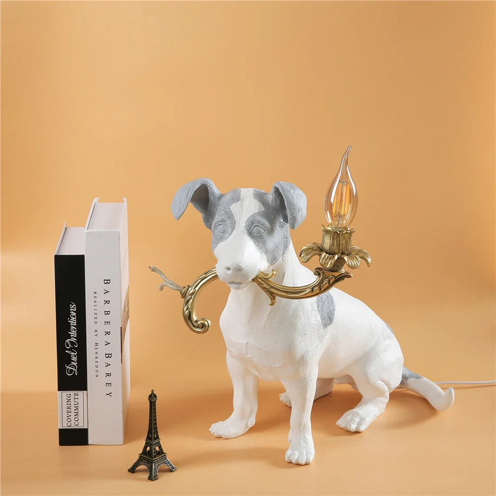 Afralia™ Resin Puppy Table Lamp: Modern Creative Home Decor Bedroom Living Room Gift